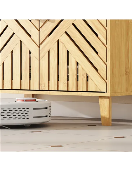 HOMCOM Bamboo Bathroom Under Sink Cabinet with Adjustable Shelf for Basin without Pedestal - Natural