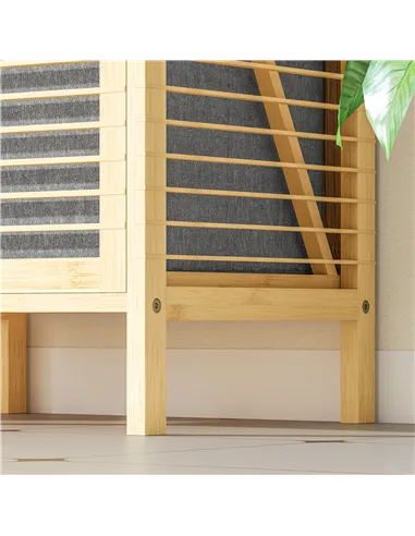 HOMCOM Bamboo Laundry Cabinet with Slatted Door, Bathroom Cabinet with Tilt-Out Hamper and Removable Liner Bag, 40 x 30D x 95 cm