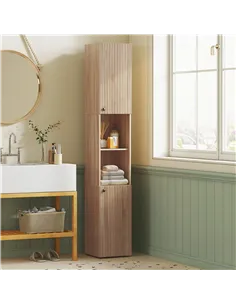 HOMCOM 6-Tier Tall Bathroom Cabinet - Natural 2