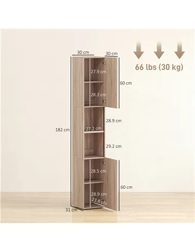 HOMCOM 6-Tier Tall Bathroom Cabinet - Natural