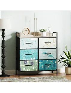 HOMCOM 6-Drawer Chest of Drawers - Blue 2