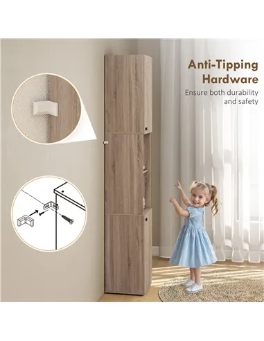 HOMCOM 6-Tier Tall Bathroom Cabinet - Natural