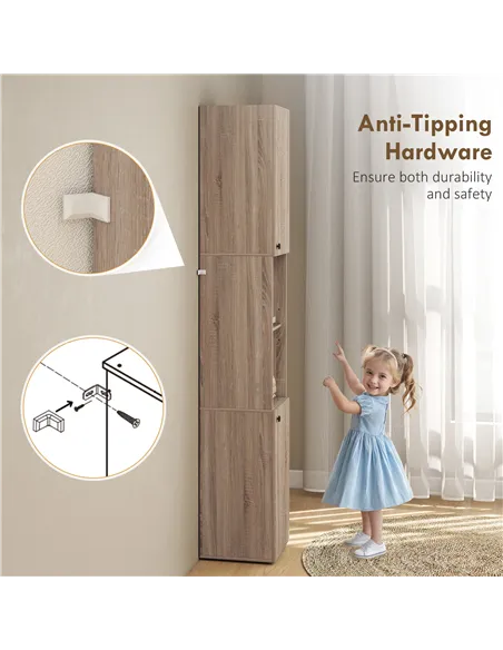 HOMCOM 6-Tier Tall Bathroom Cabinet - Natural