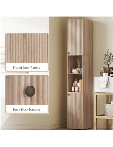 HOMCOM 6-Tier Tall Bathroom Cabinet - Natural