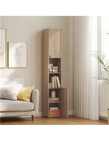 HOMCOM 6-Tier Tall Bathroom Cabinet - Natural