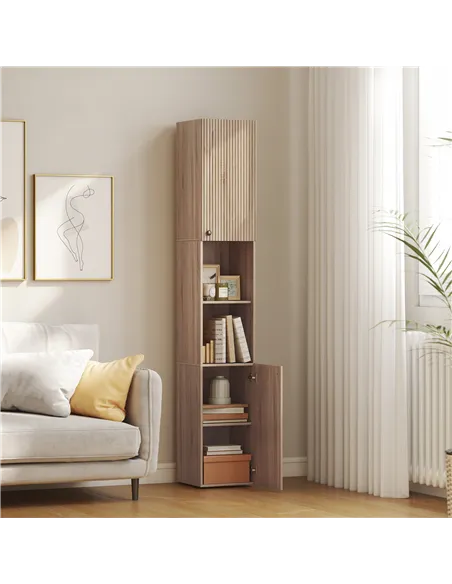 HOMCOM 6-Tier Tall Bathroom Cabinet - Natural