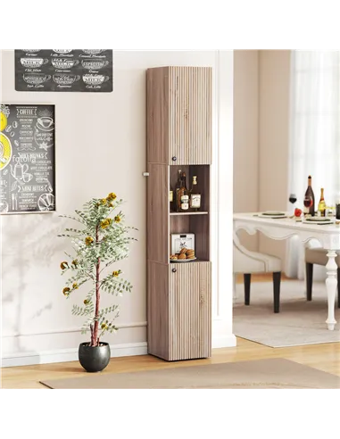 HOMCOM 6-Tier Tall Bathroom Cabinet - Natural