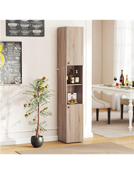 HOMCOM 6-Tier Tall Bathroom Cabinet - Natural