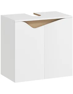 HOMCOM Under Sink Bathroom Cabinet, Bathroom Storage Cabinet with Soft-Close Doors, for Basin without Pedestal, White