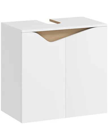 HOMCOM Under Sink Bathroom Cabinet, Bathroom Storage Cabinet with Soft-Close Doors, for Basin without Pedestal, White