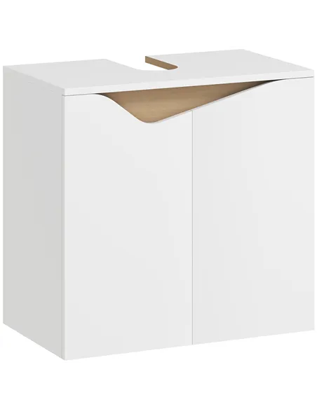 HOMCOM Under Sink Bathroom Cabinet, Bathroom Storage Cabinet with Soft-Close Doors, for Basin without Pedestal, White