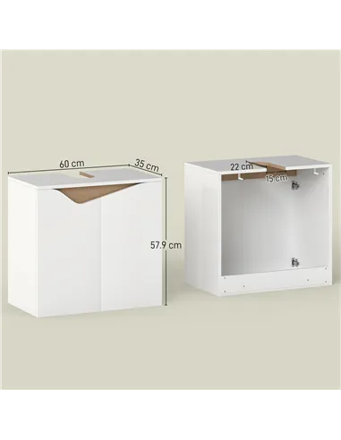HOMCOM Under Sink Bathroom Cabinet, Bathroom Storage Cabinet with Soft-Close Doors, for Basin without Pedestal, White