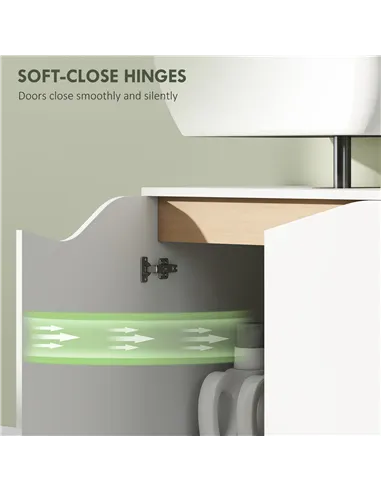 HOMCOM Under Sink Bathroom Cabinet, Bathroom Storage Cabinet with Soft-Close Doors, for Basin without Pedestal, White