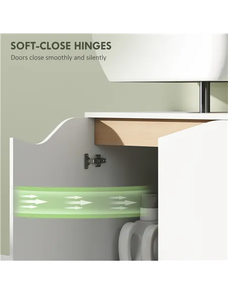 HOMCOM Under Sink Bathroom Cabinet, Bathroom Storage Cabinet with Soft-Close Doors, for Basin without Pedestal, White