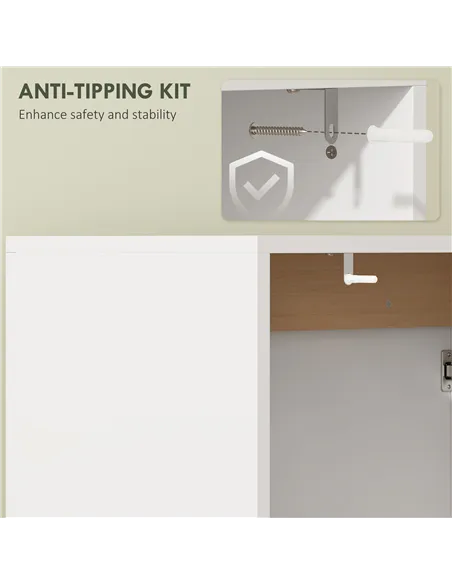 HOMCOM Under Sink Bathroom Cabinet, Bathroom Storage Cabinet with Soft-Close Doors, for Basin without Pedestal, White