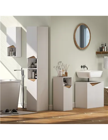 HOMCOM Under Sink Bathroom Cabinet, Bathroom Storage Cabinet with Soft-Close Doors, for Basin without Pedestal, White