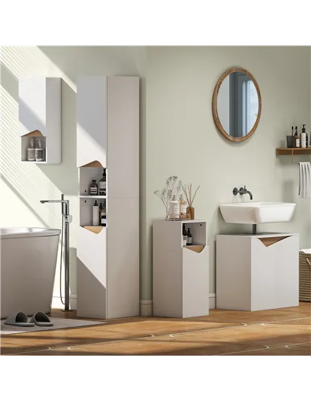 HOMCOM Under Sink Bathroom Cabinet, Bathroom Storage Cabinet with Soft-Close Doors, for Basin without Pedestal, White