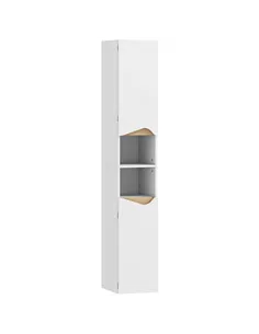 HOMCOM Tall Slim Bathroom Cabinet with 2 Doors, 2 Shelves - White