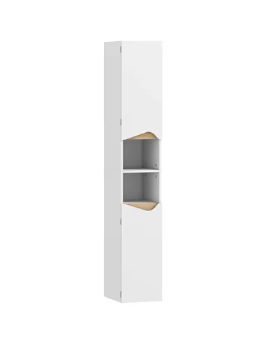 HOMCOM Tall Slim Bathroom Cabinet with 2 Doors, 2 Shelves - White