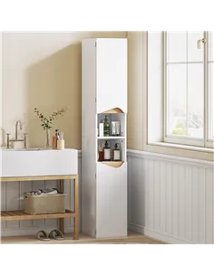 HOMCOM Tall Slim Bathroom Cabinet with 2 Doors, 2 Shelves - White 2