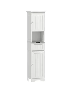 HOMCOM Slim Bathroom Storage Cabinet, with Sensor Lights - White