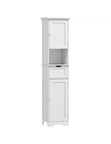 HOMCOM Slim Bathroom Storage Cabinet, with Sensor Lights - White