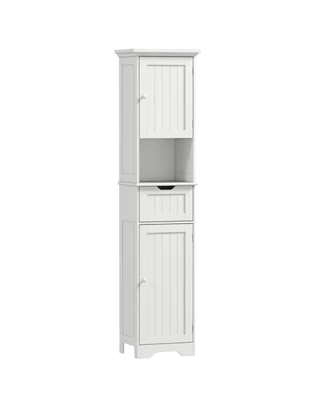 HOMCOM Slim Bathroom Storage Cabinet, with Sensor Lights - White