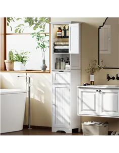 HOMCOM Slim Bathroom Storage Cabinet, with Sensor Lights - White 2