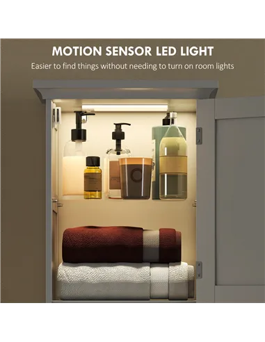HOMCOM Slim Bathroom Storage Cabinet, with Sensor Lights - White