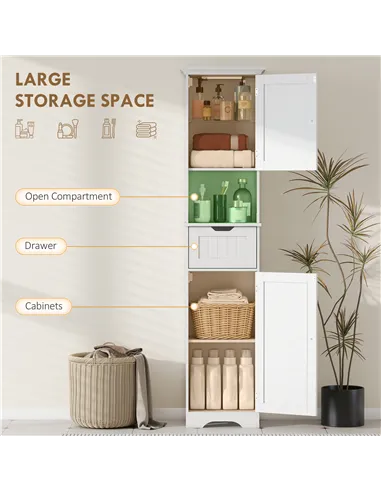 HOMCOM Slim Bathroom Storage Cabinet, with Sensor Lights - White