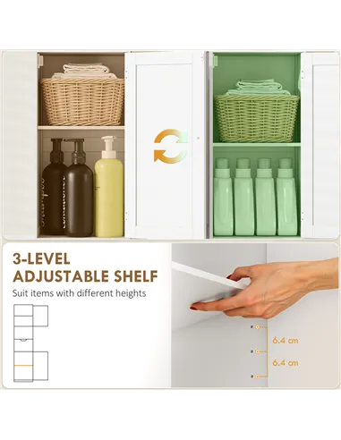 HOMCOM Slim Bathroom Storage Cabinet, with Sensor Lights - White