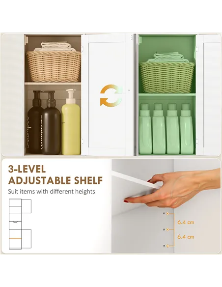 HOMCOM Slim Bathroom Storage Cabinet, with Sensor Lights - White