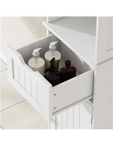 HOMCOM Slim Bathroom Storage Cabinet, with Sensor Lights - White