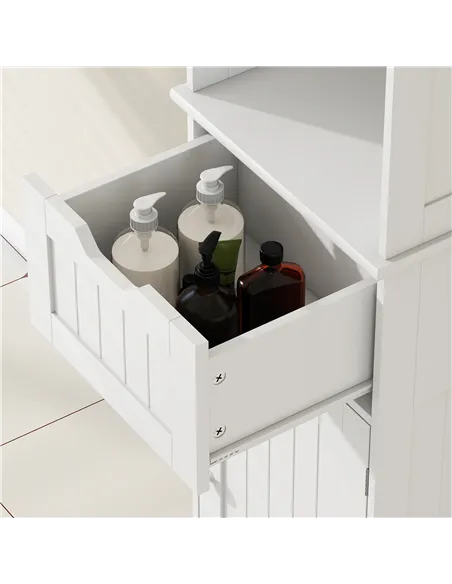 HOMCOM Slim Bathroom Storage Cabinet, with Sensor Lights - White