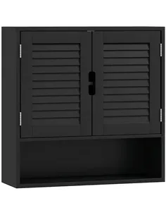 HOMCOM Bathroom Cabinet, Wall Mounted Storage Cabinet with Adjustable Shelves, 60 x 20 x 60 cm, Black