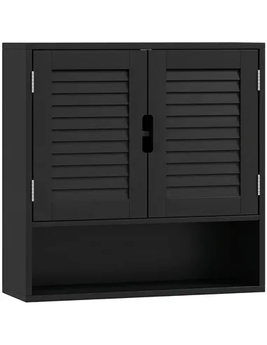 HOMCOM Bathroom Cabinet, Wall Mounted Storage Cabinet with Adjustable Shelves, 60 x 20 x 60 cm, Black