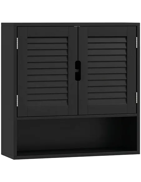 HOMCOM Bathroom Cabinet, Wall Mounted Storage Cabinet with Adjustable Shelves, 60 x 20 x 60 cm, Black