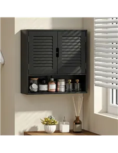 HOMCOM Bathroom Cabinet, Wall Mounted Storage Cabinet with Adjustable Shelves, 60 x 20 x 60 cm, Black 2