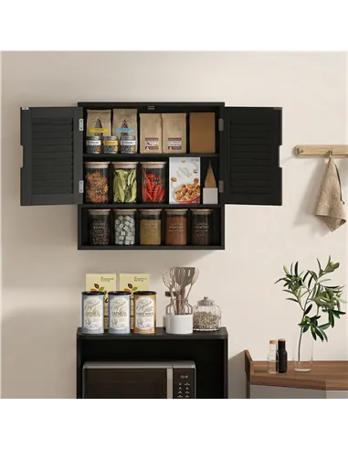 HOMCOM Bathroom Cabinet, Wall Mounted Storage Cabinet with Adjustable Shelves, 60 x 20 x 60 cm, Black