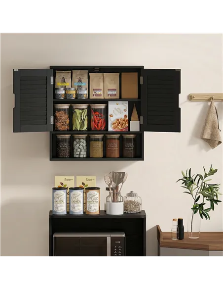 HOMCOM Bathroom Cabinet, Wall Mounted Storage Cabinet with Adjustable Shelves, 60 x 20 x 60 cm, Black