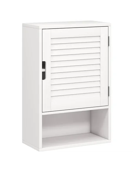 HOMCOM Bathroom Cabinet, Wall Mounted Storage Cabinet with Adjustable Shelves, 40 x 20 x 60 cm, White