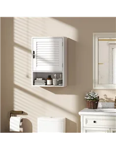 HOMCOM Bathroom Cabinet, Wall Mounted Storage Cabinet with Adjustable Shelves, 40 x 20 x 60 cm, White 2