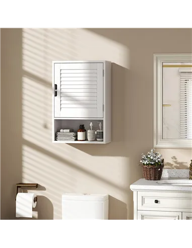 HOMCOM Bathroom Cabinet, Wall Mounted Storage Cabinet with Adjustable Shelves, 40 x 20 x 60 cm, White