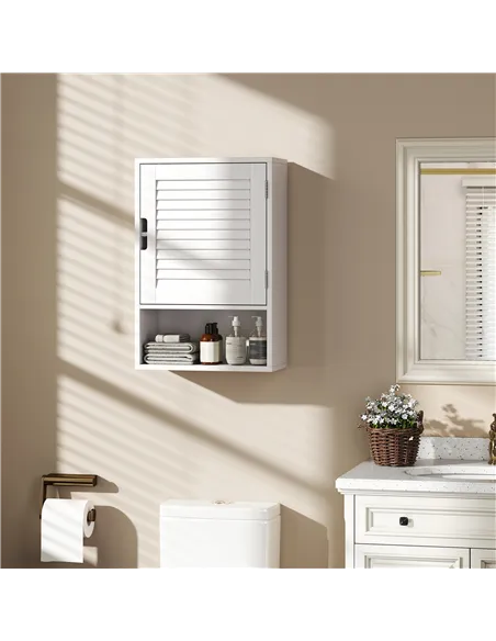 HOMCOM Bathroom Cabinet, Wall Mounted Storage Cabinet with Adjustable Shelves, 40 x 20 x 60 cm, White