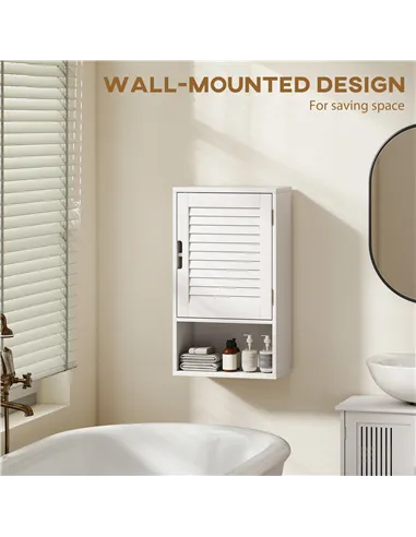 HOMCOM Bathroom Cabinet, Wall Mounted Storage Cabinet with Adjustable Shelves, 40 x 20 x 60 cm, White