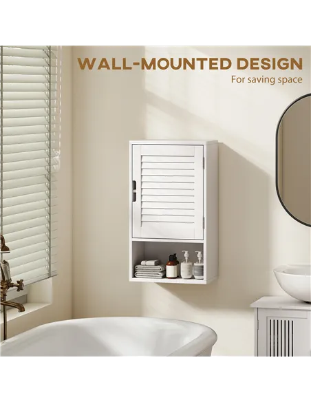 HOMCOM Bathroom Cabinet, Wall Mounted Storage Cabinet with Adjustable Shelves, 40 x 20 x 60 cm, White