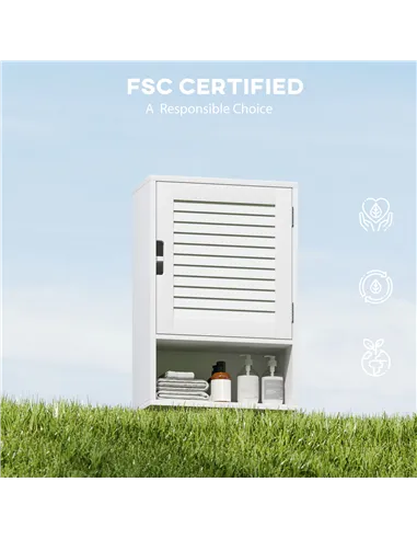 HOMCOM Bathroom Cabinet, Wall Mounted Storage Cabinet with Adjustable Shelves, 40 x 20 x 60 cm, White