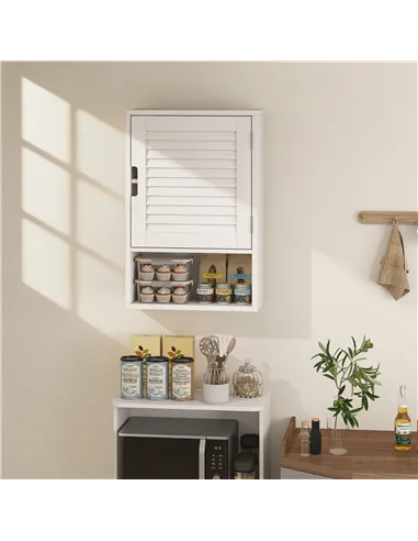 HOMCOM Bathroom Cabinet, Wall Mounted Storage Cabinet with Adjustable Shelves, 40 x 20 x 60 cm, White