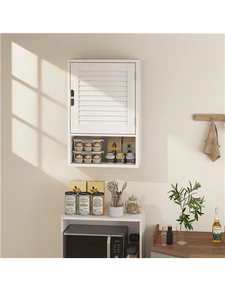 HOMCOM Bathroom Cabinet, Wall Mounted Storage Cabinet with Adjustable Shelves, 40 x 20 x 60 cm, White