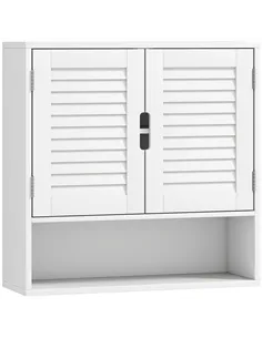 HOMCOM Bathroom Cabinet, Wall Mounted Storage Cabinet with Adjustable Shelves, 60 x 20 x 60 cm, White